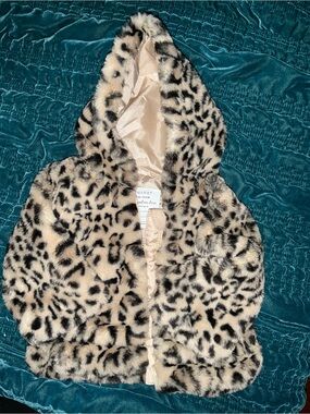 Primark Leopard Print Faux-Fur Hooded Jacket - Beige & Black